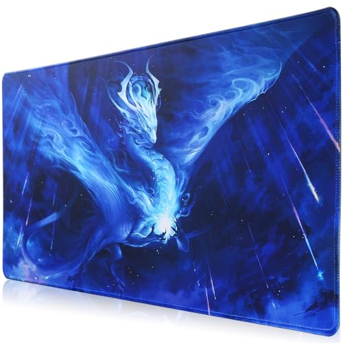 Jahosin XXL Gaming Mauspad, Erweitertes Mauspad,genähte Kanten,2mm,rutschfeste Gummibasis,90x40cm,Schreibtischunterlage für Gaming/Büro/Geschäft 90x40 Bluedragon von Jahosin