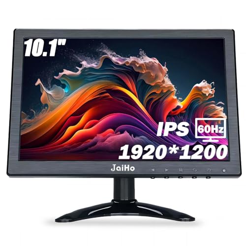 JaiHo 10.1 Zoll Klein HDMI Monitor, Full HD 1920 * 1200 IPS Bildschirm Display, Mini PC Monitor mit HDMI/VGA/BNC/AV für Laptop PS4 Xbox Computer Raspberry Pi, Eingebaute Lautsprecher von JaiHo