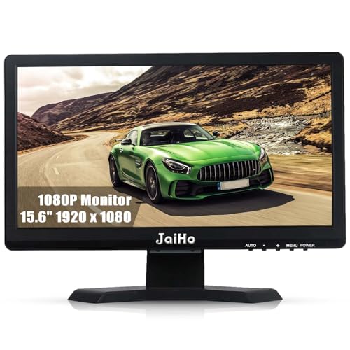 JaiHo 15.6 Zoll Computer Monitor, Desktop Gaming Monitor, 60Hz FHD 1080p PC Bildschirm(1920x1080), Externer Mobiler Bildschirm mit HDMI/VGA/BNC/AV/VESA, Eingebaute Lautsprecher von JaiHo