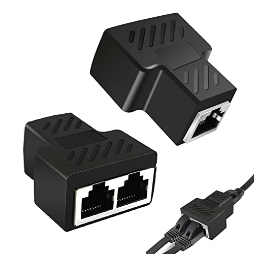 Jaimela 2 Pack LAN Splitter Verteiler, RJ45 LAN Splitter, LAN Splitter 1 auf 2 Gleichzeitig Adapter, Ethernet Splitter Netzwerk Verlängerungen Adapter für Ethernet CAT 5/6/7/8 Kable von Jaimela