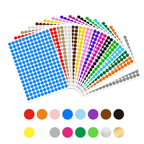 Jaimela 3264 Stück Runde Punktaufkleber Klebepunkte Etiketten Markierungspunkte, 16 Farben Bunte Selbstklebende Klebepunkte Aufkleber (10mm) von Jaimela