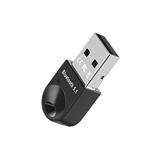 Jaimela Bluetooth 5.1 Adapter, Bluetooth Empfänger, USB Bluetooth 5.1 Dongle EDR Bluetooth Stick für PC, Desktop, Laptop, Headset, Kompatibel mit Windows 7/8/ 8.1/10(Schwarz) von Jaimela