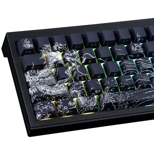 PBT Tastenkappen, 135 Tasten Double Shot Tastenkappen Seite graviert Transparent Keycap Set Cherry Profil Backlit Tastenkappen für Cherry MX Schalter ASIN/ISO Layout Mechanische Tastatur von JakeTsai