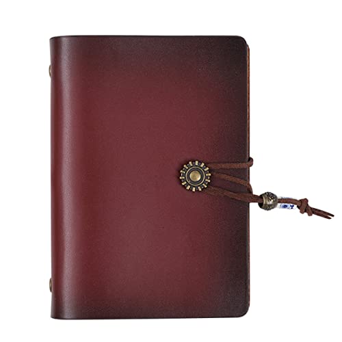 Jalach Mini Notizbuch für unterwegs, klein Reisetagebuch aus Leder, A7 Ringbuch nachfüllbar Blankoblätter mit Lineal Binder Tasche von Jalach