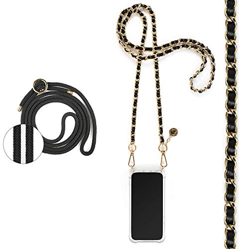 Jalouza Handykette, Kordel & Hülle Bundle kompatibel mit iPhone 12 & 12 Pro - Metallkette in Schwarz-Gold und Kordel in Farbe Schwarz-Gold Plus Handyhülle zum umhängen Jalouza Handykette, Kordel & Hülle Bundle kompatibel mit iPhone 12 & 12 Pro - Metallkette in Schwarz-Gold und Kordel in Farbe Schwarz-Gold Plus Handyhülle zum umhängen von Jalouza