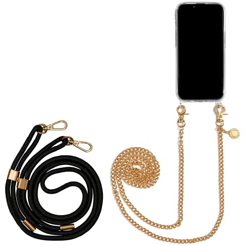 Jalouza Handykette, Kordel & Hülle Bundle kompatibel mit iPhone 13 - Gliederkette in Gold und Kordel in Farbe Schwarz-Gold Plus Handyhülle zum umhängen Jalouza Handykette, Kordel & Hülle Bundle kompatibel mit iPhone 13 - Gliederkette in Gold und Kordel in Farbe Schwarz-Gold Plus Handyhülle zum umhängen von Jalouza