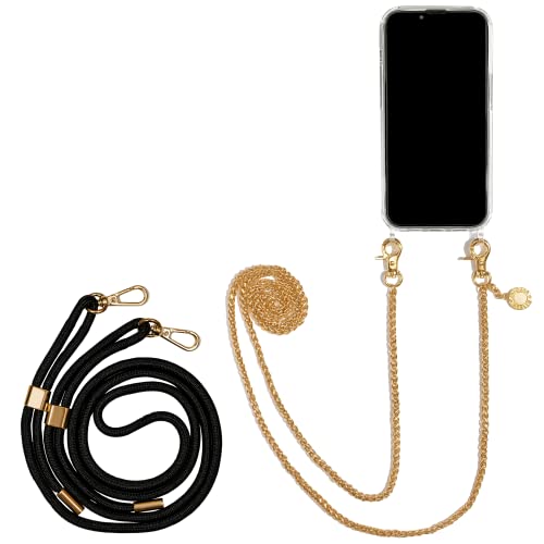 Jalouza Handykette, Kordel & Hülle Bundle kompatibel mit iPhone 13 Pro Max - Zopfkette in Gold und Kordel in Farbe Schwarz-Gold Plus Handyhülle zum umhängen Jalouza Handykette, Kordel & Hülle Bundle kompatibel mit iPhone 13 Pro Max - Zopfkette in Gold und Kordel in Farbe Schwarz-Gold Plus Handyhülle zum umhängen von Jalouza