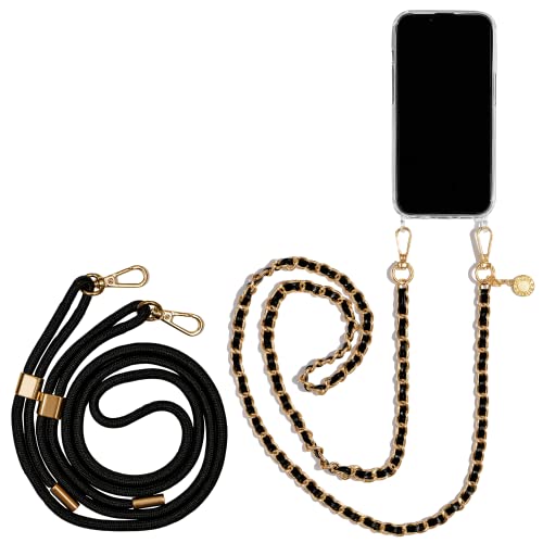 Jalouza iPhone 13 Pro Handykette und Hülle mit Kordel – Kordel und Metallkette Gold Schwarz inklusiv Handyhülle zum umhängen Necklace Transparent Case Jalouza iPhone 13 Pro Handykette und Hülle mit Kordel – Kordel und Metallkette Gold Schwarz inklusiv Handyhülle zum umhängen Necklace Transparent Case von Jalouza