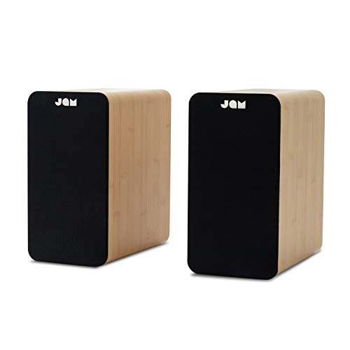 Jam Bluetooth Bookshelf Speakers - Kompaktes, netzbetriebenes Doppellautsprechersystem, Aux-in-Funktion, 8-mm-Treiber, High-Definition-Verstärker, sattere Bässe, feinere Akustik - Holz von Jam