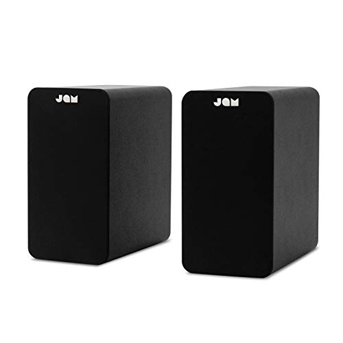 Jam Bluetooth Bookshelf Speakers - Kompaktes, netzbetriebenes Doppellautsprechersystem, Aux-in-Funktion, 8-mm-Treiber, High-Definition-Verstärker, sattere Bässe, feinere Akustik - Schwarz von Jam