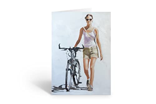 Fahrradkarte - Blankokarte mit Frau mit Fahrrad - passend für jeden Anlass für weibliche Radfahrer - A5 Größe - 090 von James Coates