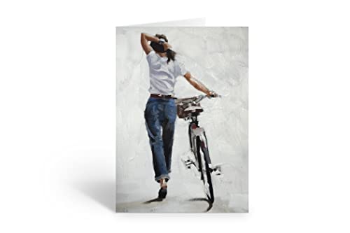 Fahrradkarte - Blankokarte mit Frau mit Fahrrad - passend für jeden Anlass für weibliche Radfahrer - A5 Größe - 092 von James Coates