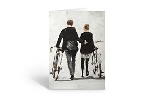 Fahrradkarte für Paare, blanko, mit Paar und Fahrrädern, für jeden Anlass geeignet, A5, Größe 094 von James Coates