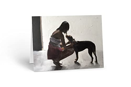 Geburtstagskarte für Hundeliebhaber, Grußkarte oder Geburtstagskarte mit Frau und Hund, geeignet für jeden Anlass, Größe A5, 040 von James Coates