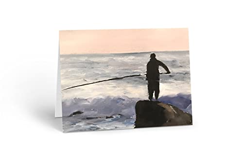 James Coates Angelkarte – Blanko-Kunstkarte mit Malerei von männlichem Meeresangeln – geeignet für jeden Anlass – Größe A5 – 105 von James Coates