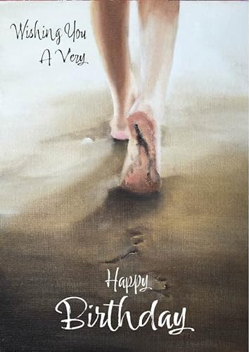 James Coates Geburtstagskarte für Damen, für Erwachsene, Frauen oder Mädchen, Motiv: Füße am Strand von James Coates