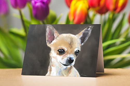 James Coates Grußkarte mit Chihuahua-Malerei, A5-Form, innen blanko, mehrfarbig von James Coates