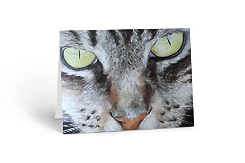 Tabby Cat Karte, blanko Kunstkarte für Katzenbesitzer mit Malerei von getabter Katze – geeignet für jeden Anlass – Größe A5 – 108 von James Coates