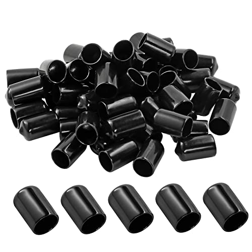 Jamiikury 60 STÜCKE Gummi-Endkappen 12 mm ID Rundrohr Bolzenabdeckung Vinyl Flexible Schraube Zahnschutz, Bolzen Endkappen (Schwarz, 60PCS) von Jamiikury