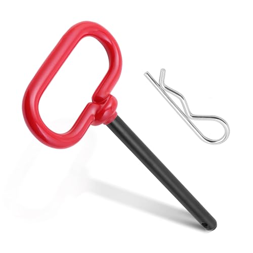 Jamiikury Anhängerkupplung Stift 3/8 x 4 Zoll Traktor Anhängerkupplung Stift mit R-Clip Pin für Rasenmäher Traktor Anhänger (Rot) von Jamiikury
