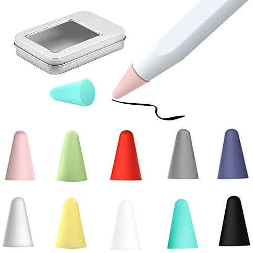 JanCalm Entworfen für Apple Pencil Tips, (10 Farben), Premium Silikon, schlank, leicht, dünn, Schutzhülle, geräuschlos, Zeichnen für Apple Pencil 1. Gen/Pencil (2. Generation), 10 Stück, Box Pack von JanCalm