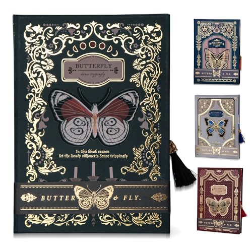 JanYoo Notizbuch A5, 224 Seiten Lined Vintage Journal Notebook Reisetagebuch,Notizheft mit Lesezeichen für Männer, Frauen, Schule, Büro, Künstler Schreiben(Schwarz) von JanYoo