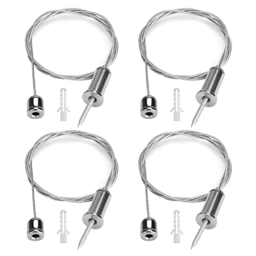 JaneYi 4 Stück 1,5mm*1m Seilaufhängung Edelstahl Stahlseil Hängende Aufhängung Drahtseil Aufhängung Decke Drahtseil für LED Lampe Panel Deckenleuchte Befestigungs von JaneYi