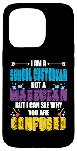 Ich bin Schulwärter, kein Zauberer, Hausmeister, Wertschätzung Hülle für iPhone 15 Pro von Janitor Appreciation Funny Back To School Design