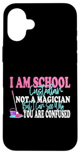 Ich bin Schulwärter, kein Zauberer, Hausmeister, Wertschätzung Hülle für iPhone 16 Plus von Janitor Appreciation Funny Back To School Design