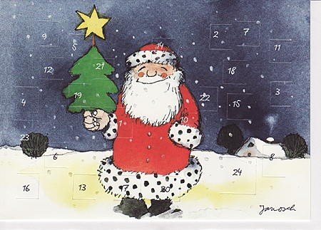 Janosch Adventskalenderkarte Lachender Weihnachtsmann von Janosch