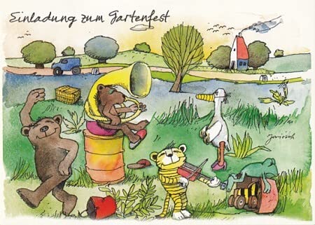 Janosch Postkarte Einladung zum Gartenfest von Janosch