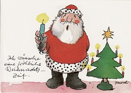Janosch Weihnachtpostkarte Eine fröhliche Weihnachtszeit von Janosch