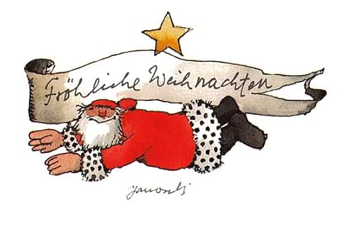 Janosch WeihnachtsPOSTkarte Fröhliche Weihnachten Weihnachtsmann von Janosch
