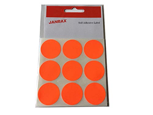 Etiketten, selbstklebend, fluoreszierend, rund, 29 mm, Rot, 36 Stück von Janrax