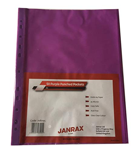 Janrax Packung mit 250 A4 Lila Klarsichttaschen von von Janrax
