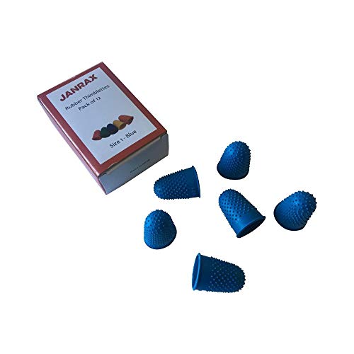Janrax Packung mit 72 Blau No.1 Rubber Thimblettes - Medium Fingerhut Finger Cones von Janrax