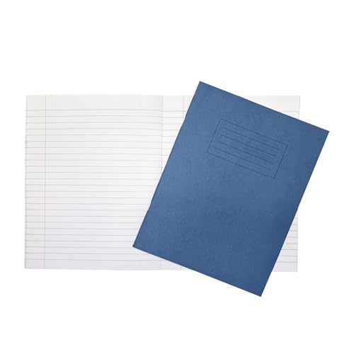 Janrax Schulhefte, 22,9 x 17,8 cm, 80 Seiten, fein liniert, mit Rand, WF-Papier mit 225 g/m² Manila-Einband, Dunkelblau, 50 Stück von Janrax