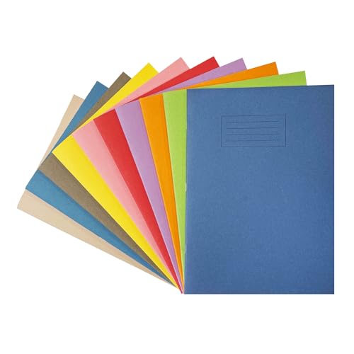 Janrax Schulhefte, A4, 80 Seiten, fein liniert, mit Rand, WF-Papier mit 225 g/m² Manila-Einband, 50 Stück von Janrax