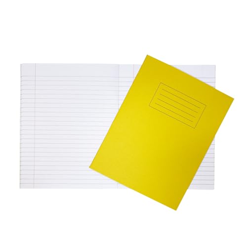 Janrax Schulhefte 22,9 x 17,8 cm, Gelb, 80 Seiten, fein liniert mit Rand, WF-Papier mit 225 g/m² Manila-Einband, 10 Stück von Janrax