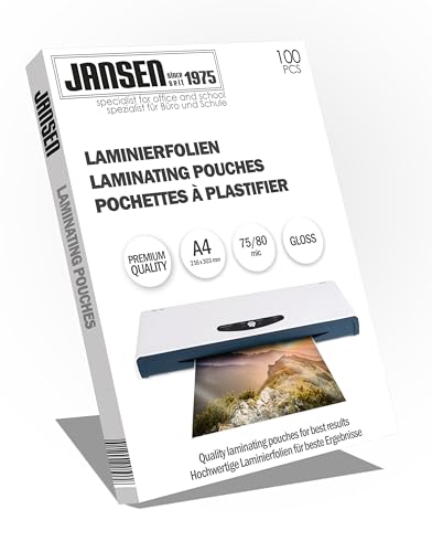 Jansen - Laminierfolien, 100 Stück, A4 75/80 mic, hochglanz, Die Verpackung kann variieren Jansen - Laminierfolien, 100 Stück, A4 75/80 mic, hochglanz, Die Verpackung kann variieren von Jansen