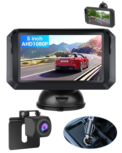 【Exklusiver Stil】 5 Zoll Rückfahrkamera Auto AHD 1080P Rückfahrkamera mit Monitor Zwei Arten der Installation DIY Parkleitlinie IP68 wasserdichte Rückfahrkamera 12V-24V von Jansite