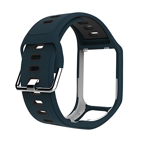 Janzoom Armband, sicheres, leichtes, ergonomisches Silikon-Uhrenarmband, weich, Abriebfest, für Tomtom Spark Runner 2/3(steinblau schwarz) von Janzoom