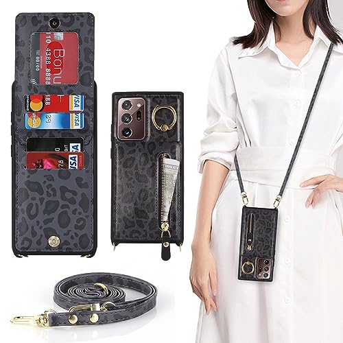 Jaorty Samsung Galaxy Note 20 Ultra 5G Handyhülle für Frauen mit Kartenhalter, Note 20 Ultra Hülle Wallet Crossbody Lanyard mit Band, Kreditkartenfächer, Kickstand Case mit Ringhalter, 17,5 cm, von Jaorty