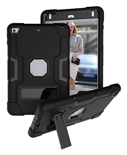 Jaorty Schutzhülle für iPad Mini 5 2019, 3-in-1 Hybrid [weich und hart] Strapazierfähige robuste Standabdeckung stoßfest Anti-Rutsch Anti-Scratch Ganzkörper-Schutzhülle, schwarz/schwarz von Jaorty