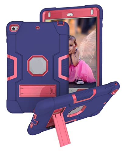 Jaorty Schutzhülle für iPad Mini 5 2019, 4 2015, 7,9 Zoll, 3-in-1 Hybrid [weich und hart] Strapazierfähige robuste Standabdeckung stoßfest Anti-Rutsch Anti-Scratch Ganzkörper-Schutzhülle, blau/rosered von Jaorty