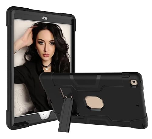 Jaorty iPad 10.2 2020/2019 Hülle, 8., 3-in-1 Hybrid [weich und hart] Strapazierfähige robuste Standabdeckung stoßfest rutschfeste Schutzhüllen für iPad 10.2 Zoll 2019/2020, schwarz/schwarz von Jaorty