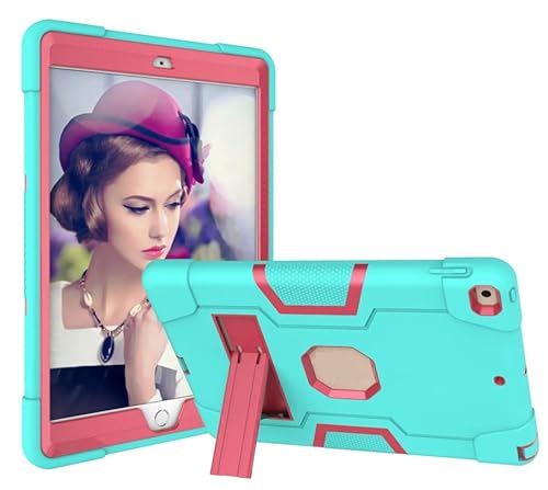 Jaorty iPad 10.2 2020/2019 Hülle, 8.,7. Generation, 3-in-1 Hybrid [weich und hart] Strapazierfähige robuste Standabdeckung stoßfest rutschfeste Schutzhüllen für iPad 10.2 Zoll 2019/2020, grün/rosered von Jaorty
