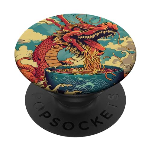 Drache isst Nudelsuppe, Japan, Ramen PopSockets Klebender PopGrip Drache isst Nudelsuppe, Japan, Ramen PopSockets Klebender PopGrip von Japan und Ramen