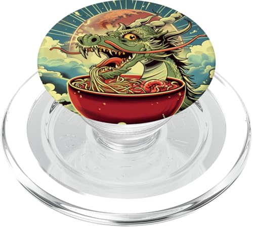 Drache isst Nudelsuppe, Japan, Ramen PopSockets PopGrip für MagSafe von Japan und Ramen
