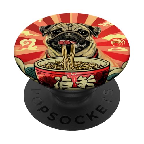 Mops isst Nudelsuppe, Japan, Ramen PopSockets Klebender PopGrip Mops isst Nudelsuppe, Japan, Ramen PopSockets Klebender PopGrip von Japan und Ramen